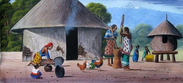 African Painting - Mugwe Kikuyu Homestead from Africa